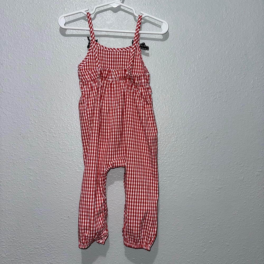 Baby Girl Red White Blue Gingham Jumpsuit Romper 6-12 Months 4th of July Summer - Picture 7 of 8